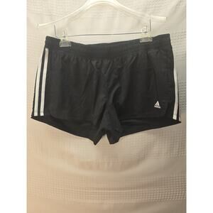 Women's Adidas 3 Stripe Large Black White Pacer Shorts Size 6514